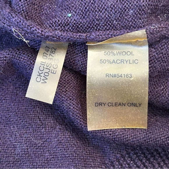 Calvin Klein Women's Fall Dark Purple Sweater 2X Embellished Bead Detail - Picture 4 of 7